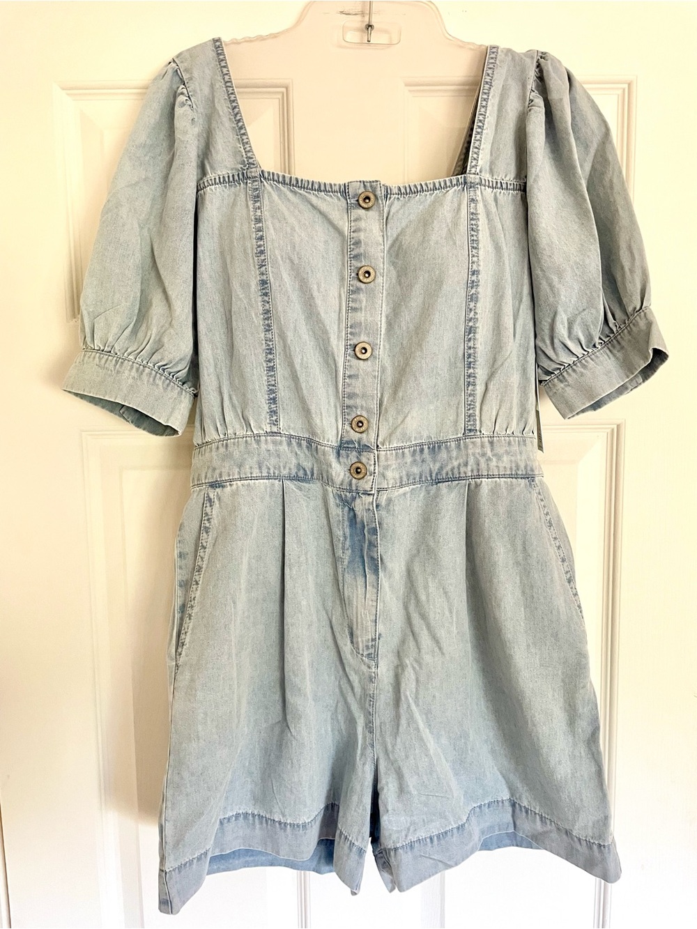 Hurley Jackson Puff Sleeve Light Blue Romper